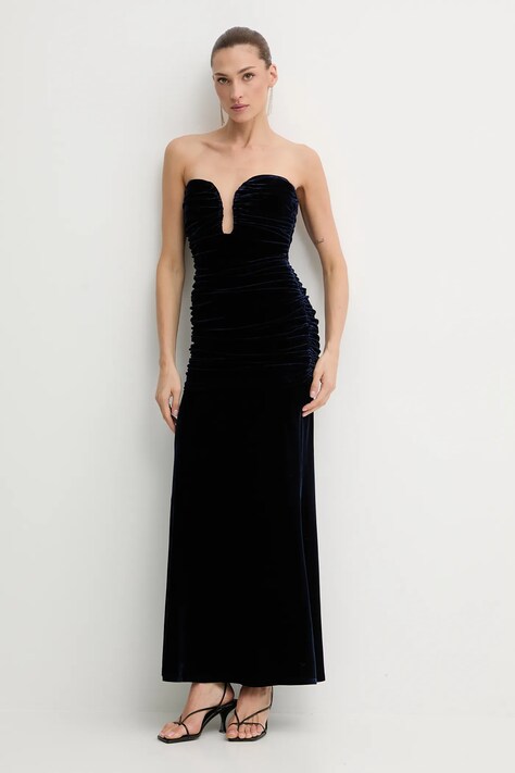Bardot sukienka ELVIRA kolor granatowy maxi dopasowana 59692DB