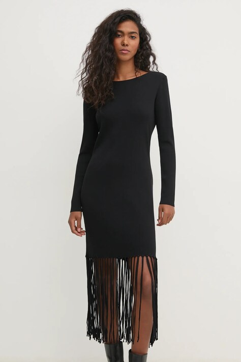 Pedro del Hierro rochie culoarea negru, maxi, dreaptă, 6198624