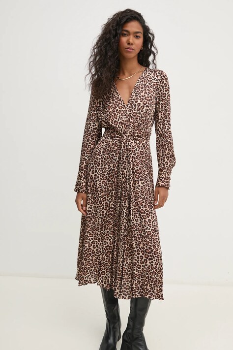 Pedro del Hierro rochie culoarea bej, midi, evazată, 3818457