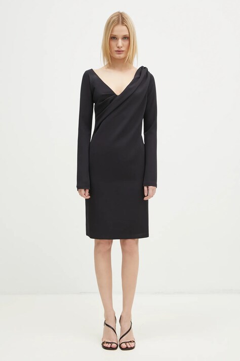 JW Anderson sukienka Shoulder Drape V-Neck Dress kolor czarny mini dopasowana DR0446.PG1573.999