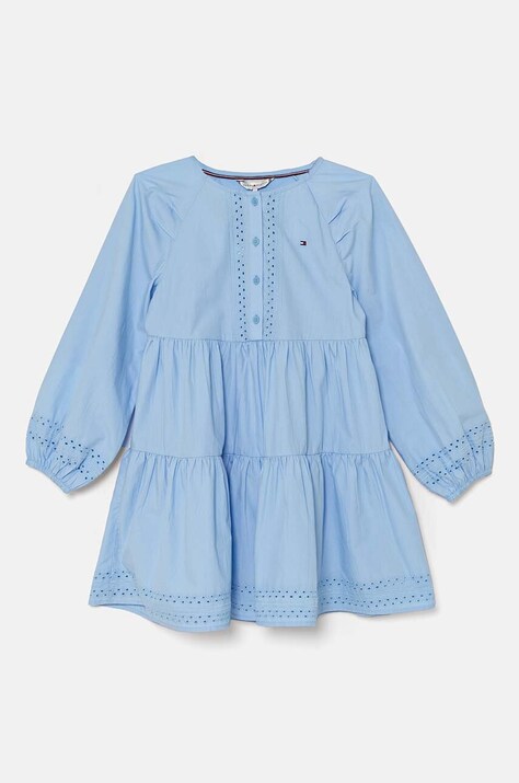 Хлопковое детское платье Tommy Hilfiger mini расклешённое KG0KG08022