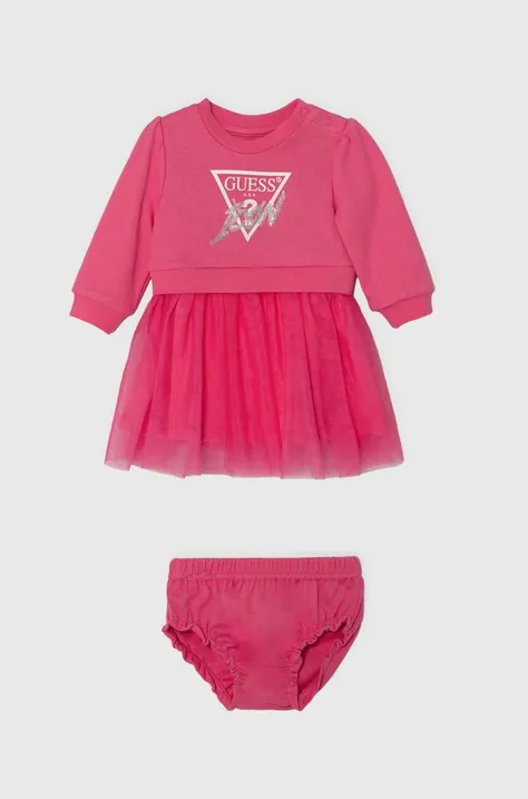 Guess sukienka niemowlęca kolor różowy mini rozkloszowana A4YK03 KB8R0