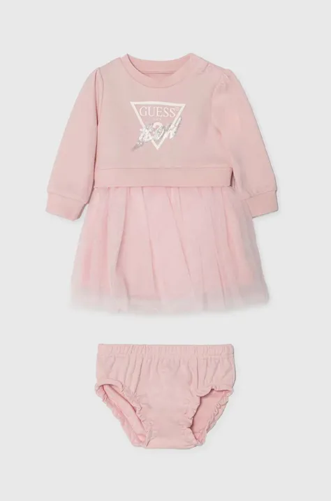 Šaty pre bábätká Guess ružová farba, mini, áčkový strih, A4YK03 KB8R0