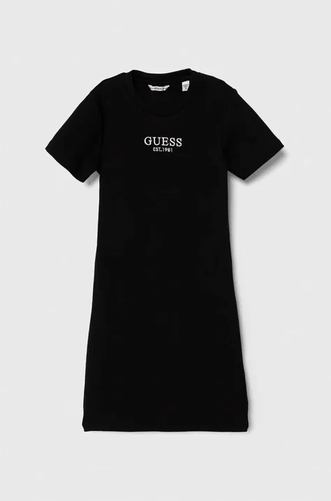 Dievčenské šaty Guess čierna farba, mini, rovný strih, J4YK31 KBZP4
