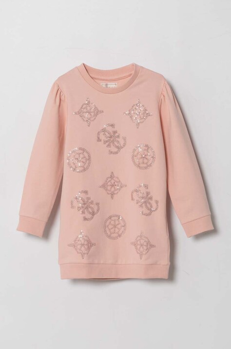 Guess sukienka bawełniana kolor różowy mini prosta K4YK16 KA6V4