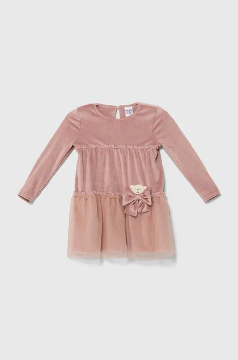 Dievčenské šaty Jamiks LISBETH ružová farba, mini, áčkový strih, JZH094