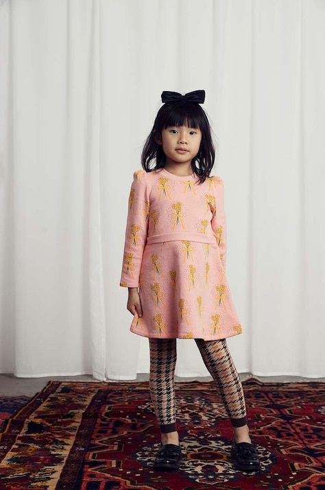Дитяча бавовняна сукня Mini Rodini Winter flowers колір рожевий mini розкльошена 2475012028