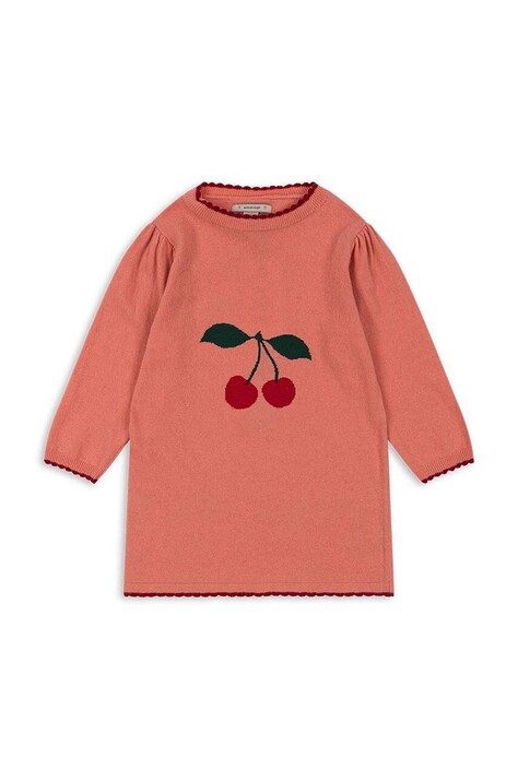 Konges Sløjd rochie din amestec de lână pentru copii ALEXA KNIT DRESS culoarea roz, mini, dreaptă, KS101390
