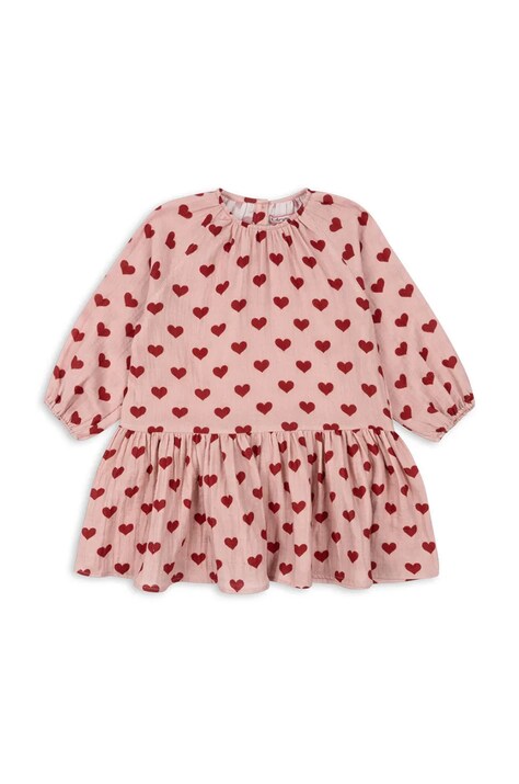 Παιδικό βαμβακερό φόρεμα Konges Sløjd COCO DRESS GOTS χρώμα: ροζ, KS101461