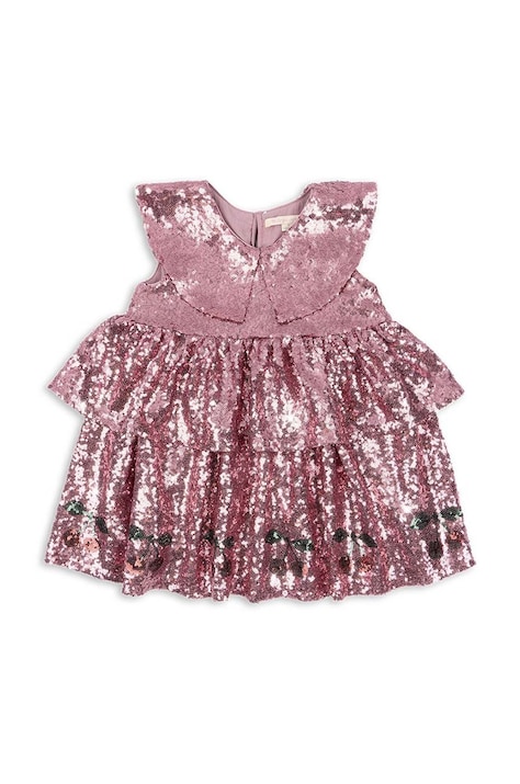 Konges Sløjd rochie fete STARLA SEQUIN DRESS culoarea roz, mini, evazată, KS101689
