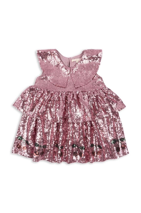 Детское платье Konges Sløjd STARLA SEQUIN DRESS цвет розовый mini расклешённое KS101689