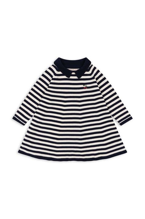 Рокля Konges Sløjd VENTON KNIT DRESS GOTS в тъмносиньо къса разкроена KS101723