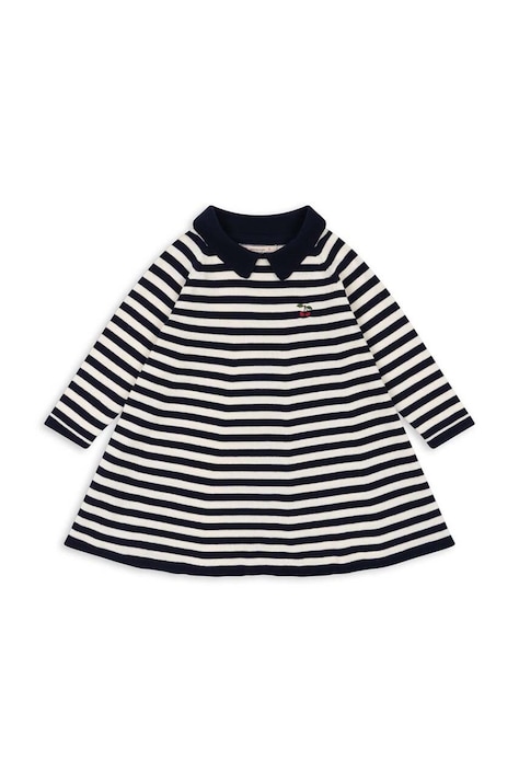 Šaty Konges Sløjd VENTON KNIT DRESS GOTS tmavomodrá farba, mini, áčkový strih, KS101723