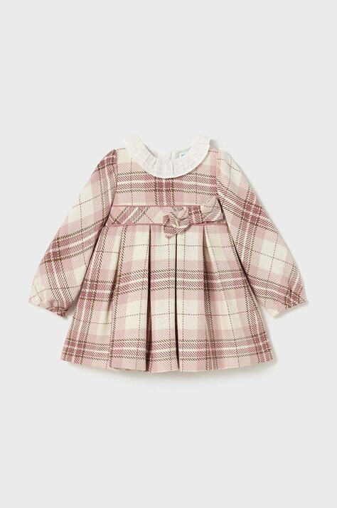 Mayoral rochie din amestec de lână pentru copii culoarea roz, mini, evazată, 2903