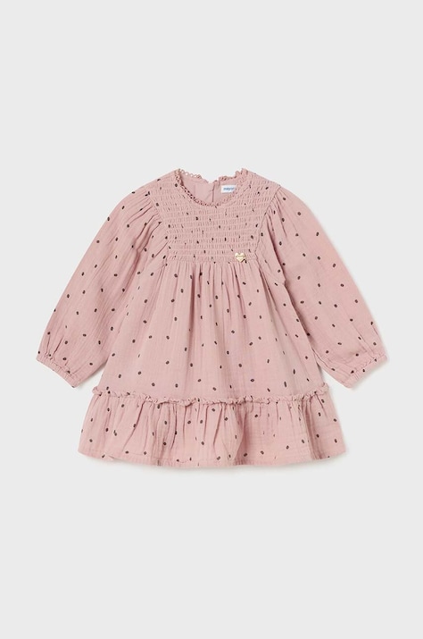Детска памучна рокля Mayoral в розово къса разкроена 2925