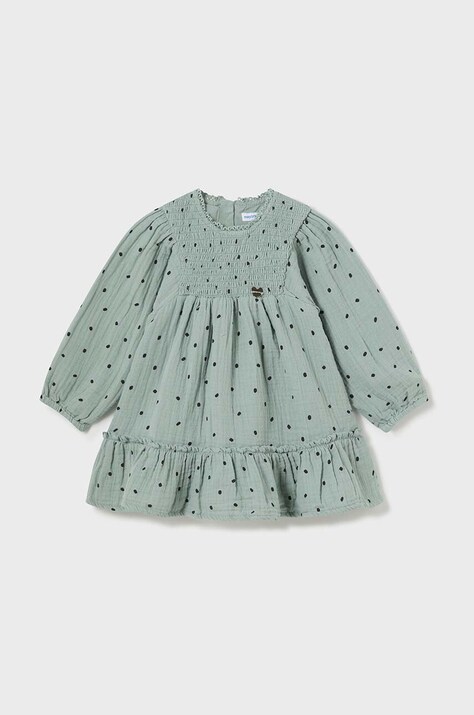 Хлопковое детское платье Mayoral цвет бирюзовый mini расклешённое 2925