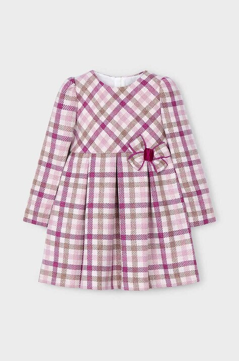Mayoral rochie din amestec de lână pentru copii culoarea roz, mini, evazată, 4914
