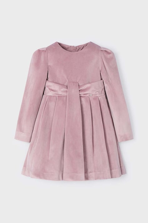 Dievčenské šaty Mayoral ružová farba, mini, áčkový strih, 4915