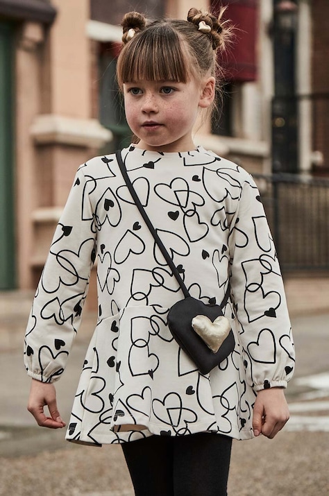 Dievčenské šaty Mayoral béžová farba, mini, áčkový strih, 4931