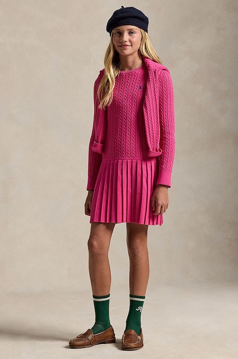 Polo Ralph Lauren rochie fete culoarea roz, mini, evazată, 313950782001