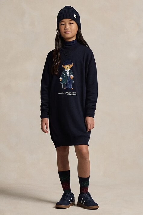 Polo Ralph Lauren rochie fete culoarea bleumarin, mini, dreaptă, 313952155001