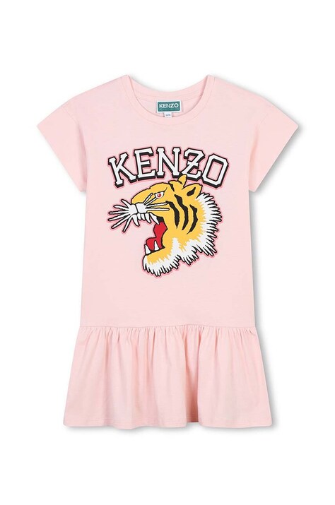 Παιδικό βαμβακερό φόρεμα Kenzo Kids χρώμα: ροζ, K60682