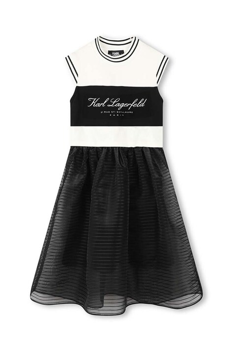 Karl Lagerfeld rochie fete culoarea negru, midi, evazată, Z30190