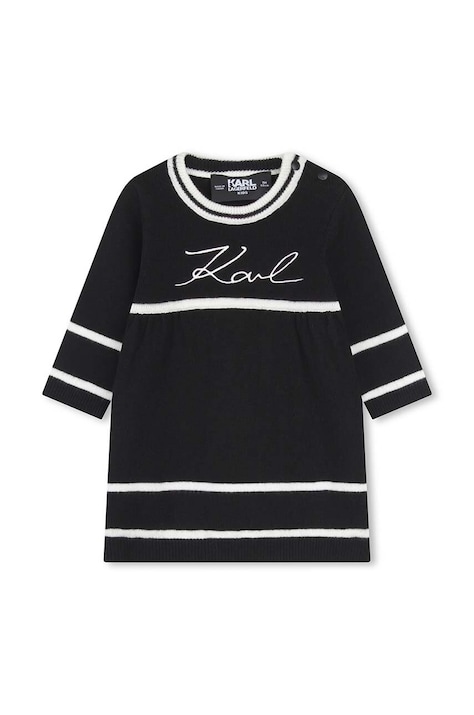 Хлопковое детское платье Karl Lagerfeld цвет чёрный midi прямое Z30277