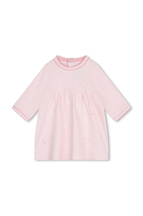 BOSS rochie din bumbac pentru copii culoarea roz, mini, evazată, J51076