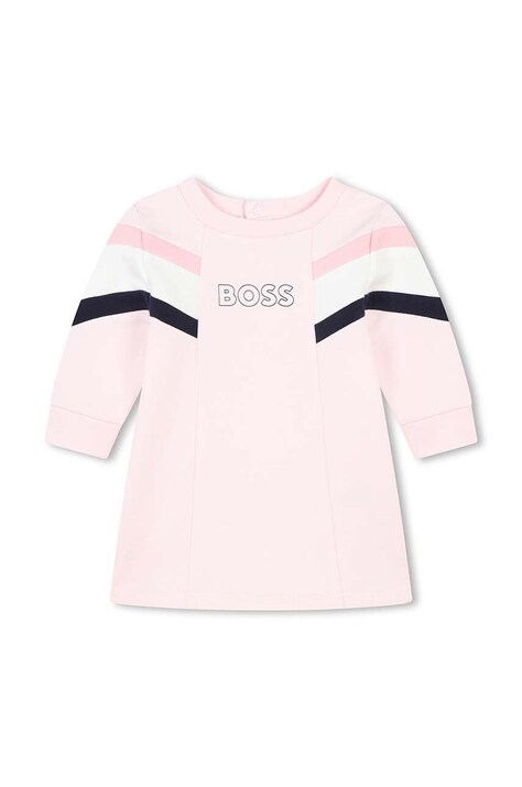 BOSS rochie bebe culoarea roz, mini, evazată, J51077