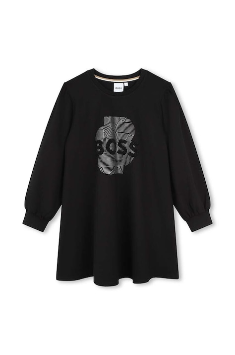 BOSS sukienka dziecięca kolor czarny mini rozkloszowana J51108