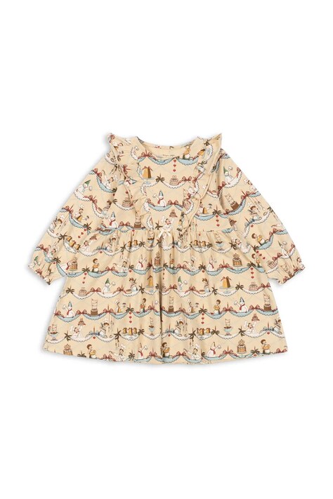 Детское платье Konges Sløjd BASIC FRILL DRESS GOTS цвет бежевый mini расклешённое KS101889