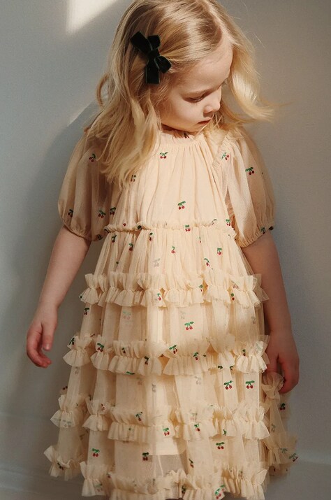Рокля Konges Sløjd CARLI DRESS в бежово къса разкроена KS101916