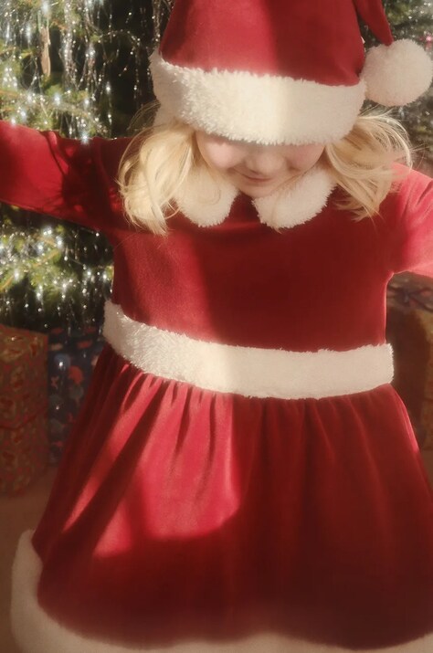 Платье Konges Sløjd CHRISTMAS DRESS GRS цвет красный mini расклешённое KS101924