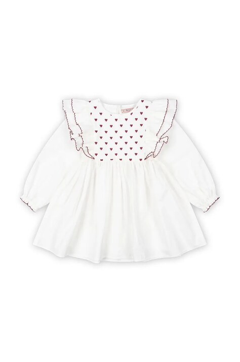 Хлопковое детское платье Konges Sløjd COEUR DRESS GOTS цвет белый mini расклешённое KS101933