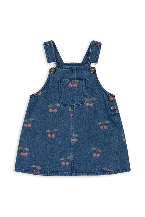 Детска дънкова рокля Konges Sløjd MAGOT OVERALL DRESS GOTS в синьо къса разкроена KS102041