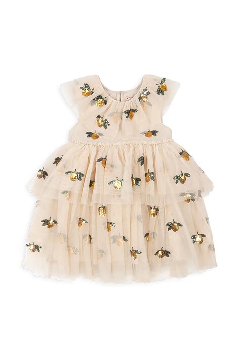 Konges Sløjd rochie fete YVONNE FAIRY DRESS culoarea bej, mini, evazată, KS102156
