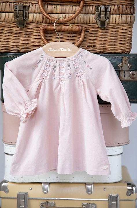 Tartine et Chocolat rochie din bumbac pentru copii culoarea roz, mini, evazată, TZ30191