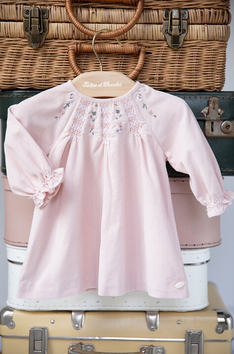 Tartine et Chocolat rochie din bumbac pentru copii culoarea roz, mini, evazată, TZ30191