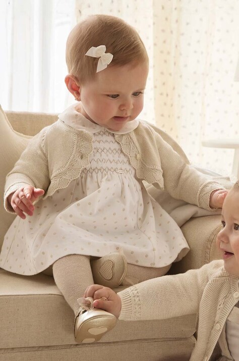 Mayoral Newborn rochie bebe culoarea bej, mini, evazată, 2804