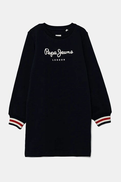 Pepe Jeans rochie din bumbac pentru copii TORI culoarea bleumarin, mini, dreaptă, PG951676