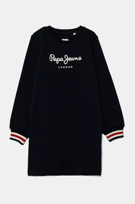Pepe Jeans rochie din bumbac pentru copii TORI culoarea bleumarin, mini, dreaptă, PG951676