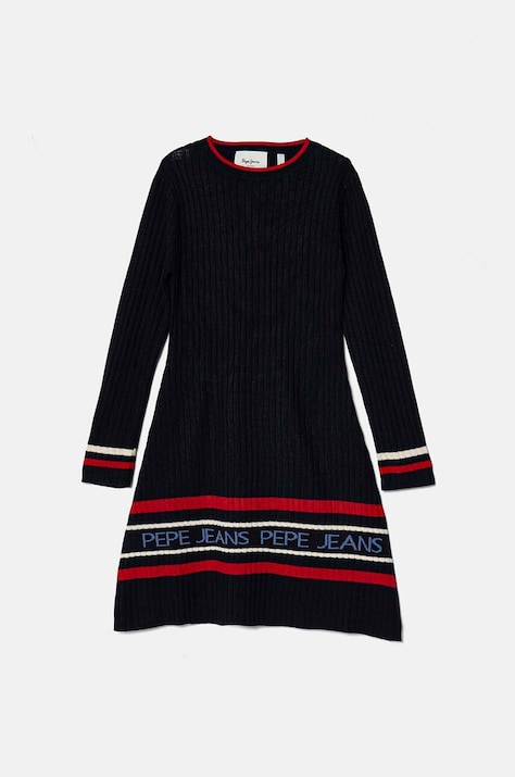Dievčenské šaty Pepe Jeans WANDA tmavomodrá farba, mini, áčkový strih, PG951680