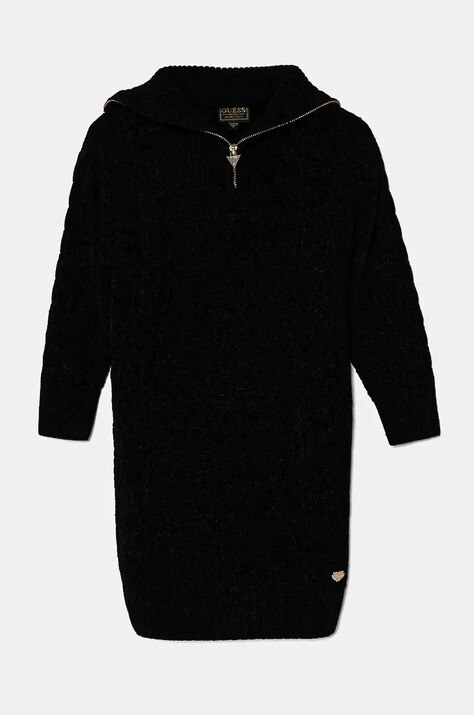 Dievčenské šaty Guess čierna farba, mini, rovný strih, J4BK20 Z3FT0