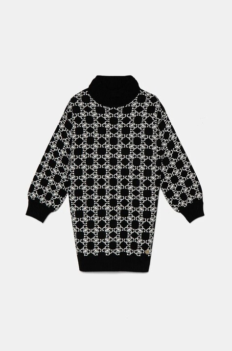 Dievčenské šaty s prímesou vlny Guess čierna farba, mini, oversize, J4BK04 Z3K10