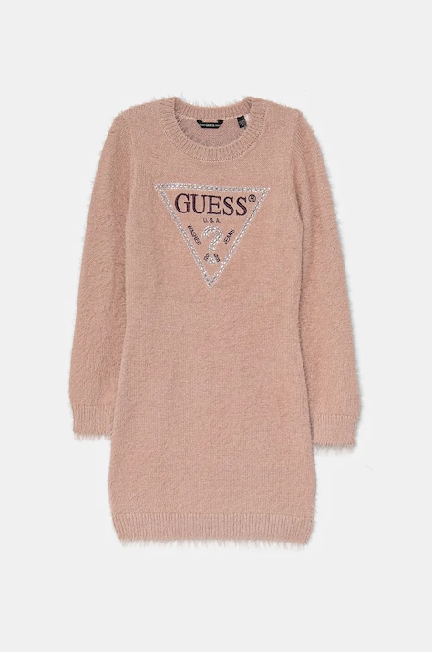 Dievčenské šaty Guess ružová farba, mini, rovný strih, J4BK11 Z3K20