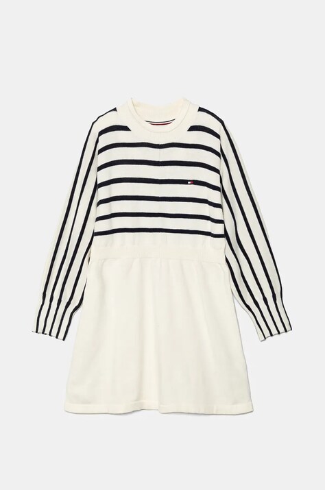 Παιδικό φόρεμα Tommy Hilfiger χρώμα: μπεζ, 8720637746035