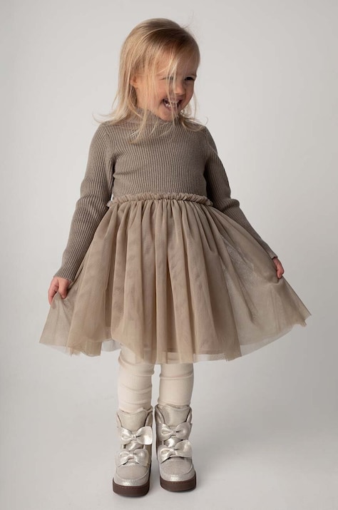 Παιδικό φόρεμα Donsje Lotus Dress χρώμα: καφέ, 4043900