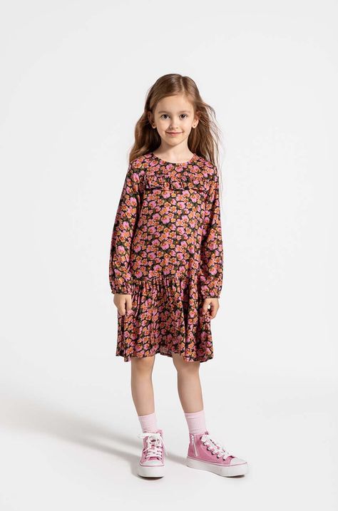 Детска рокля Coccodrillo в бяло къса разкроена MYSTIC NATURE GIRL KIDS