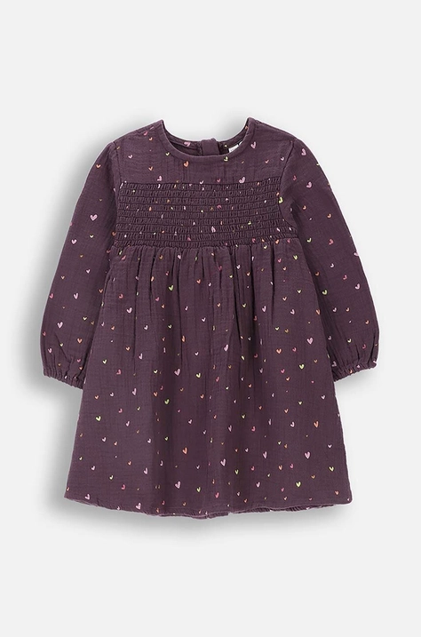 Coccodrillo rochie din bumbac pentru copii culoarea violet, mini, evazati, PASTELOVE GIRL NEWBORN